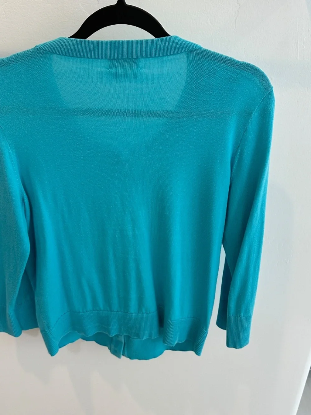 Kate Spade Embellished Cardigan Sweater Turquoise Blue Size M 3/4 Sleeves